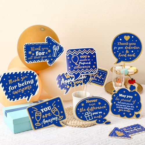 24pcs Customer Service Week Appreciation Decor Photo Prop, Blue, Gold - Image 4
