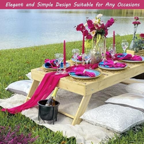35x120 Inch Hot Pink Cheesecloth Table Runner Bachelorette Party Decor - Image 7
