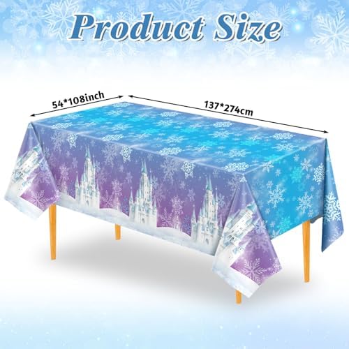 NatNarr 3 Pack Frozen Tablecloth, Snowflake Plastic Tablecloths - Image 2