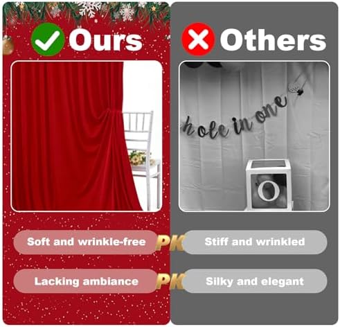 Red Backdrop Curtain - 20x10FT Back Drop Curtains for Parties Wrinkle-Free Soft Polyester Photo Backdrop Wedding Decorations Photoground Backdrop Stain-Resistant for Back Drop Stand, 4 Panels - Image 3