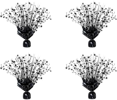 4 Pack Metallic Foil Spray Centerpiece Stars for Wedding, Birthday, Anniversary, Christmas Table Decor, Holiday Festival Baby Shower Graduation Mantle Party Decorations (Black) by Unknown