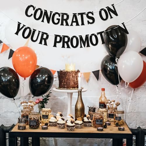 Congrats on Your Promotion Banner - Look at You Getting Promoted Party Decorations, Job Promotion Decor, Congratulations Decoration Supplies, So Proud of You Black - Image 4