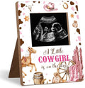 Cowboy Baby Shower Decor Frame, A Little COWGIRL IS ON THE WAY Baby Shower Party Supplies for Expecting Parents-to-Be Keepsake Gifts, Pregnancy Sonogram Frame Keepsake, Gender Reveal Presents by Unknown