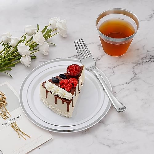 BESTVIP 450PCS Silver Dinnerware Set for 75 Guests, - Image 5