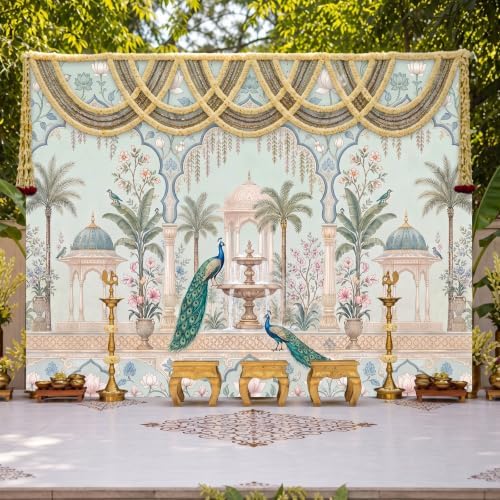 Gilprop Indian Peacock Backdrop for Pooja Decoration, 7 x 5 ft, Peacock - Image 5