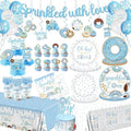 Baby Sprinkle Decorations for Boy,Blue Sprinkled with Love Party Plate,Napkin,Cup,Cake Topper Donut Baby Shower Decorations for Baby Boy Sprinkle Party Supplies Serves 24 by HAKOTI