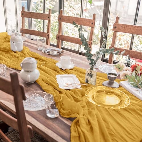 1 Pack Cheesecloth Table Runner 10Ft Christmas Gauze Boho Table Runners for Wedding Decor Bridal Shower Decorations Baby Shower Party(35" x 120") - Image 6