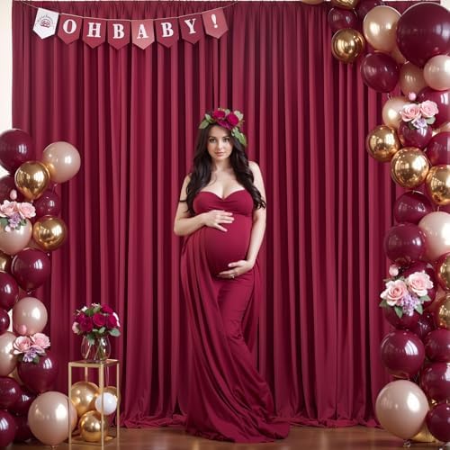 40x10FT Burgundy Backdrop Curtains for Wedding Parties, Wrinkle Free Polyester Photography Backdrop Drapes for Wedding Baby Shower Birthday Parties Stage Background Stand Decorations 4x10ft,10 Panels - Image 4