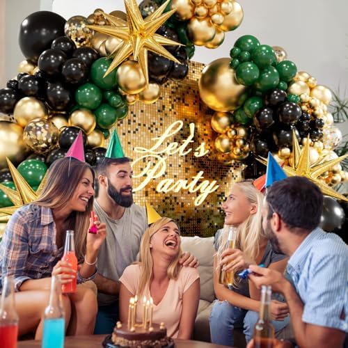 Green and Gold Black Balloon Arch Kit with 3pcs Star Balloons - Image 5