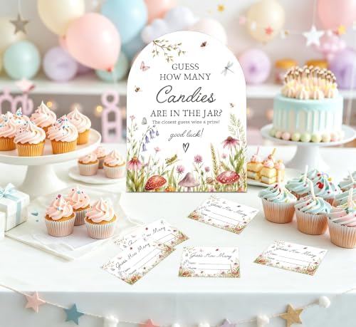 Love Bug Baby Shower Games, A Little Love Bug Guess How Many Candies Are In The Jar, 6x8 Inch Arch Wooden Sign With Stand And 50 Guessing Cards, Gender Reveal Party Supplies & Decorations - JC08 - Image 4