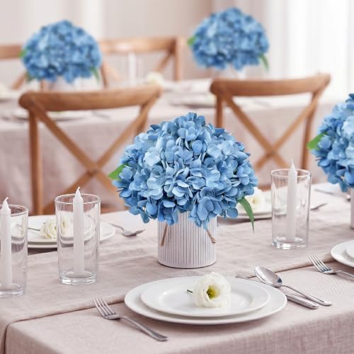 Set of 6 Artificial Flower Table Centerpieces (Dusty Blue, 6 X Flower Table Centerpieces) - Image 3