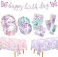 Butterfly Birthday Party Supplies Set - Includes Disposable Plates, Cups, Napkins, Tablecloth, and Banner | Butterfly Party Decorations for Girls Birthday Celebration,Serve 24 by Gatherfun
