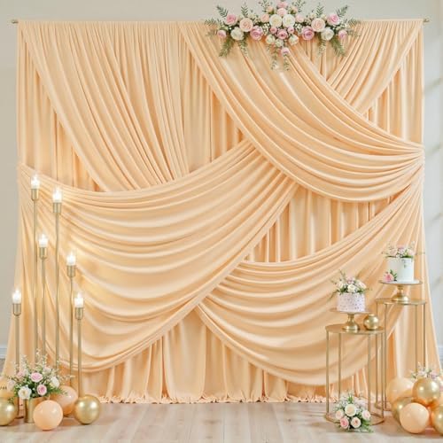 10x10 Dark Champagne Backdrop Curtain for Parties Wedding Baby Shower Wrinkle Free Photo Curtains Backdrop Drapes Fabric Decoration for Bridal Shower 5ft x 10ft,2 Panels - Image 3