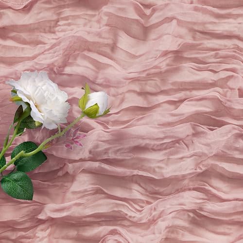 Bailarina 25 Pack Cheesecloth Table Runner 17x108 Inch Long Gauze Cheese Cloth 9ft Wrinkled Sheer Table Runner for Wedding Reception Birthday Party Table Decoration (Dusty Pink) - Image 3