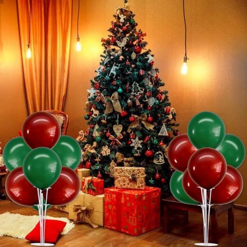 TONIFUL 4 Set Dark Red Green Balloon Stand Balloon Centerpiece for Table - Image 5
