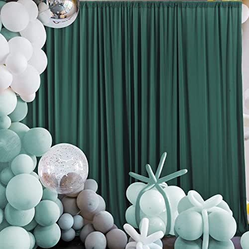 AK TRADING CO. 10 feet x 10 feet Black Polyester Backdrop Drapes Curtains Panels with Rod Pockets - Wedding Ceremony Party Home Window Decorations Hunter Green - Image 4