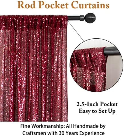 ShinyBeauty Sequin Backdrop Curtains Burgundy 8FTx10FT Glitter Curtain Wine Sequin Backdrops Shimmer Fabric Background Maroon Sequence Backgrounds Rustic Wedding Decor - Image 4