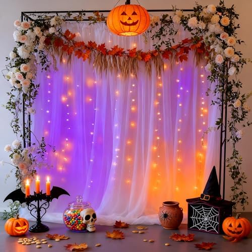 10x8ft White Tulle Backdrop Curtain with Lights String for Parites, Sheer Photo Backdrop Curtains with Lights for Wedding Backdrop Ceremony Reception Bridal Shower Baby Shower Birthday Party - Image 6