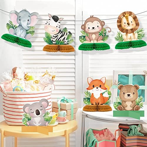 Gueevin 10 Pcs Safari Honeycomb Centerpieces for Baby Shower, Cute Animals - Image 4