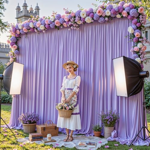 40x10ft Lavender Backdrop Curtain Panels for Parties - Wrinkle Free Polyester Photo Curtain Backdrop Wedding Back Drop Fabric Drapes for Party Decorations Background for Photography - Image 7