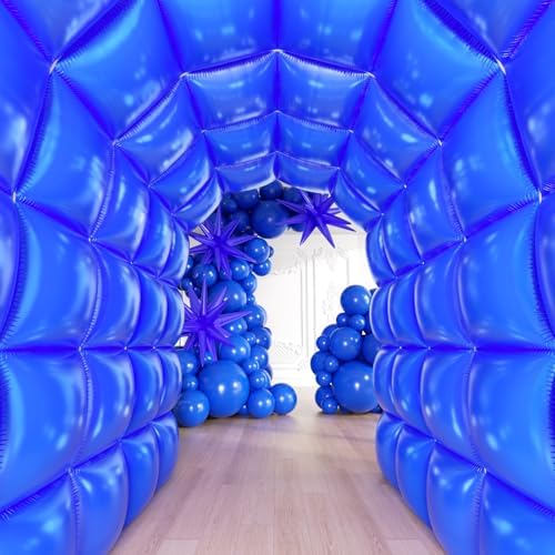 50pcs Navy Blue Foil Balloons Wall Backdrop with 80pcs Dark Blue Balloon Garland Arch Kit, Double Sided Balloon Tunnel for Anniversary New Year Birthday Graduation Ribbon Party Decorations - Image 5