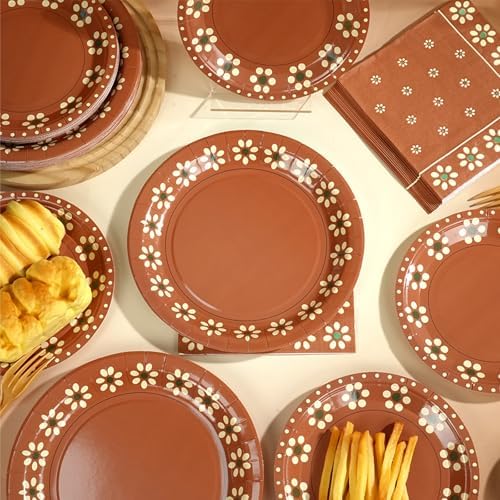 100 Pcs Cielito Lindo Plates Platos De Barro Mexicanos Mexican Party Plates and Napkin Set Mexican Fiesta Birthday Decoration Supplies Tableware Terracotta Flower Clay Pottery Party Favor Serves 25 - Image 6
