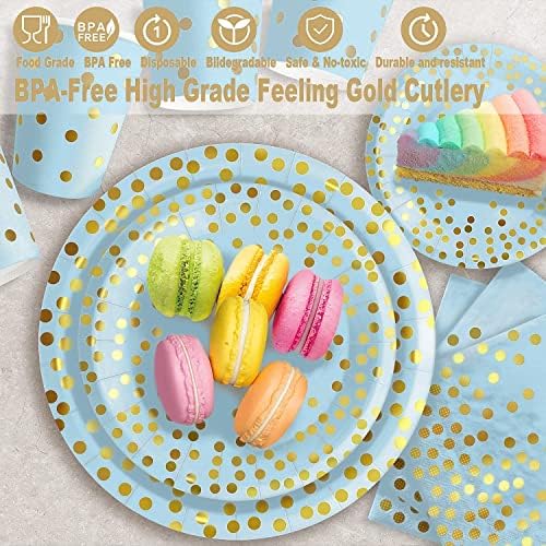 AIRE Blue Gold Paper Plates Set, 175PCS Disposable Dinnerware for 25 - Image 3