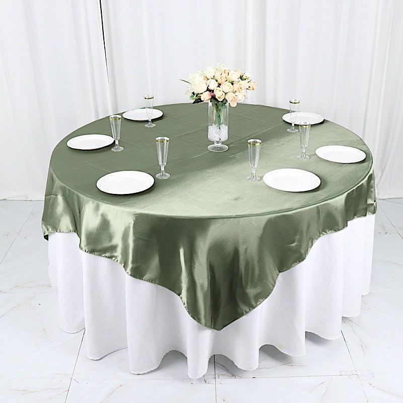 10 pcs 72x72 inch Eucalyptus Green Square Tablecloth Satin Fabric Overlays Linens | Table Cloths Cover for Wedding Party Banquet Reception Events Decoration Kitchen Dining Events Kitchen Dining - Image 3