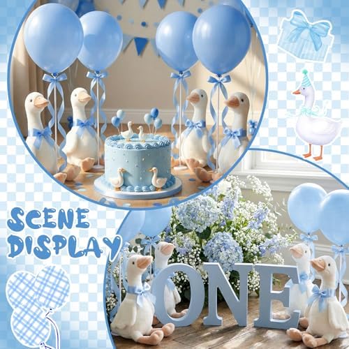 Chunful 10 Set Blue One Silly Goose 1st Birthday Decoration 11.8 Inch Soft Goose Stuffed Animal Baby Shower Centerpieces Swan Stuffed Animal with Balloon Table Decor for Wedding Gift Party Favor - Image 5