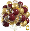 60pcs 12inch Burgundy and Gold Balloons with Gold Confetti Balloons by Awenztech