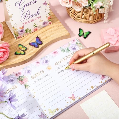Fuyoooo 27 Pcs Baby Shower Guest Book, Butterfly Floral with Gold Pen - Image 3