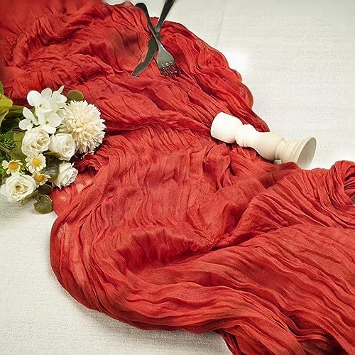 12 Pcs Terracotta Cheesecloth Table Runner 13ft Boho Gauze Cheesecloth Table Runner 160 inch Long for Christmas Wedding Bridal Baby Shower Birthday Table Decorations - Image 2