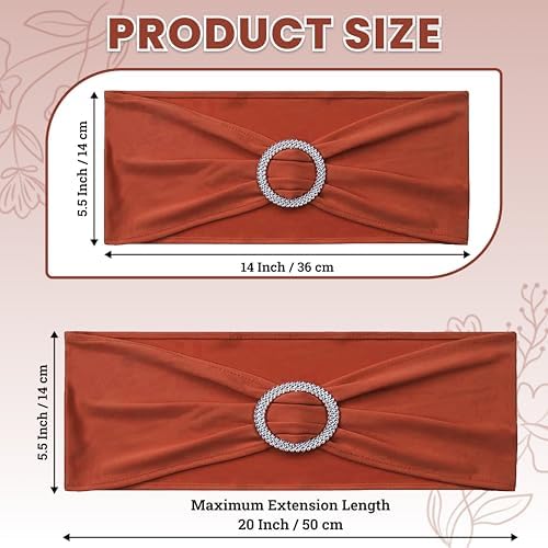 MDS Pack of 150 Spandex Chair Sashes for Wedding Party & Event – Terracotta - Image 2