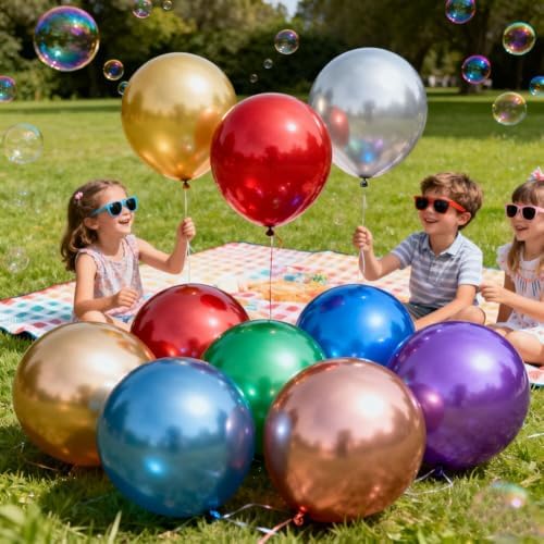 35 Pack Metallic Balloons 18 Inch Chrome Shiny Assorted Colors Latex Rainbow 7 Kinds Color Large Balloon for Birthday Wedding Bridal Baby Shower Supplies Party Decorations - Image 6