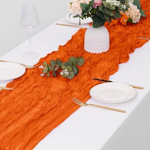 15 Pack Orange Cheesecloth Table Runner 17 x 108 inch Cheese Cloth Table Runners 9ft Orange Table Runner Rustic Romantic Sheer Gauze Runner for Wedding Party Baby Shower Table Decoration - Image 4
