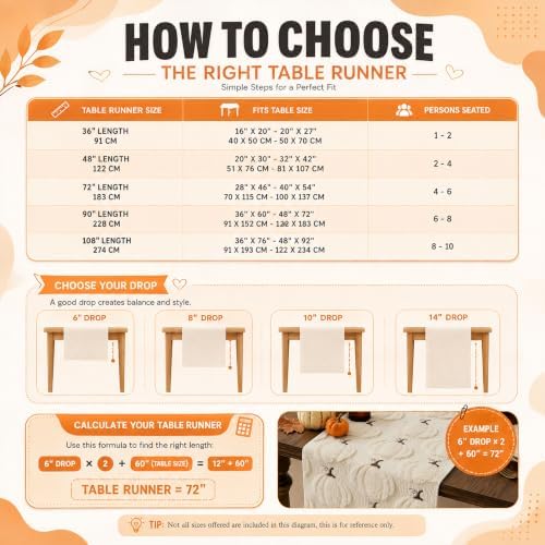 Fall Table Runner 13x120 Inch Soft Plush Faux Fur Jacquard Beige Pumpkin Table Runner, Seasonal Autumn Kitchen Dining Table Decoration for Home Party Decor ZR010A120 - Image 7