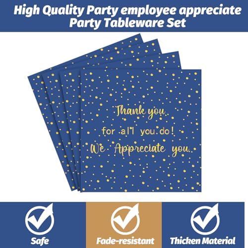 Geyoga 96 Pcs We Appreciate You Decoration Set,Blue and Gold,Thankful - Image 5