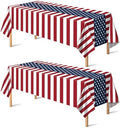 OHOME 4th of July Decorations - Patriotic American Flag Plastic Tablecloth for 250th Anniversary | Fourth of July Accessories Memorial Day Decor for Home Outdoor Outside Party Favors,54"x108",2 Pack by OHOME