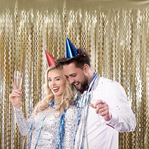 GOER Metallic Tinsel Foil Fringe Curtains Party Photo Backdrop Party Streamers for Birthday,Graduation,New Year Eve Decorations Wedding Decor (Champagne Gold,2 Packs) - Image 4
