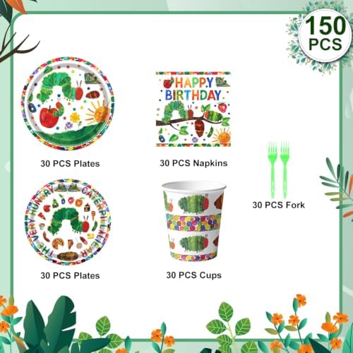 150pcs Hungry Caterpillar Party Supplies Butterfly Party Tableware 30 Guest - Image 2
