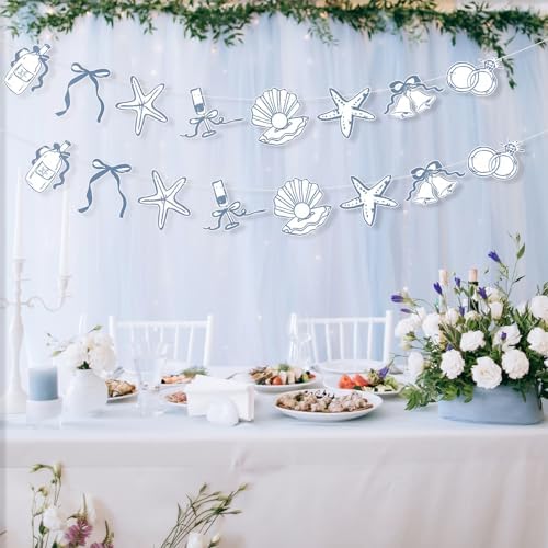 Oudain 2 Pack Seashells and Wedding Bells Garland Last Toast Coast Banner - Image 6