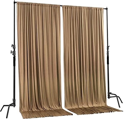 AK TRADING CO. 10 feet x 10 feet Beige Polyester Backdrop Drapes Curtains Panels with Rod Pockets - Wedding Ceremony Party Home Window Decorations - Image 2