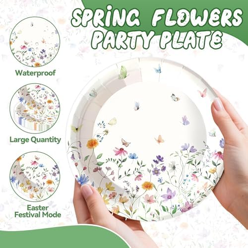 50PCS Wildflower Paper Plates and Napkins Floral Tableware Party Decoration - Image 3