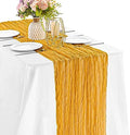 Mustard 10FT Cheesecloth Table Runner Boho Gauze Fabric Table Runner Rustic Sheer Runner for Wedding Bridal Baby Shower Birthday Party Boho Table Decor（1 Pack Mustard） by JALANCY