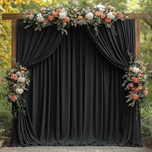 20x10FT Black Backdrop Curtains for Wedding Parties, Wrinkle Free Photo Backdrop Curtains for Wedding Birthday Party Baby Shower, Fabric Drape with Rod Pockets 5ft x 10ft, 4 Panels - Image 5