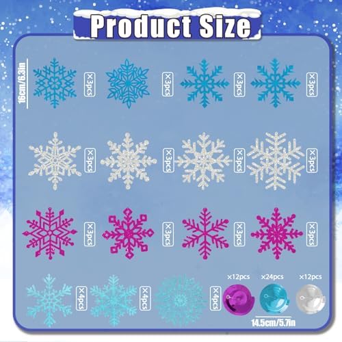 Snowflake Decorations, Christmas Hanging Decor, 48 Glitter Snowflake Swirls - Image 3