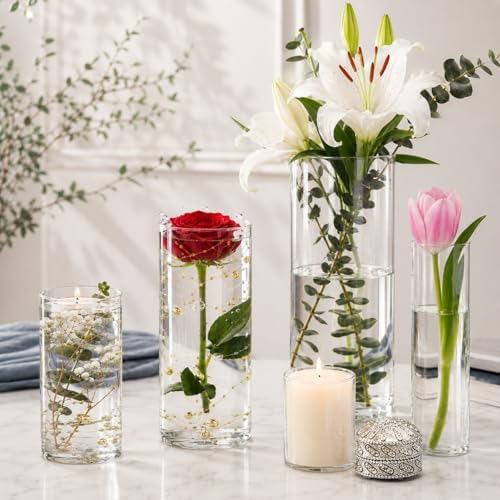 60pcs Glass Vase Cylinder Vases for Centerpieces 4,6,7.5,8,10 Inch Tall Small Flower Glass Vases Home Decor Centerpiece Table Clear Flower Vase Decorations for Wedding＆Holiday - Image 4