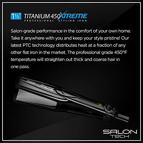 SALON TECH Titanium Xtreme Flat Iron 1.5 Inch - Titanium 450 Styling Iron Perfect For Heat Activated Treatments & Professional Straightening Results - Image 2