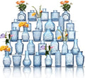 Glass Bud Vases Set of 32 - Blue Assorted Small Mini Glass Vases for Flowers, Crystal Vintage Vase Set, Bulk Centerpieces for Table Décor, Wedding, Home and Events (Blue, 32 Pcs) by Unknown
