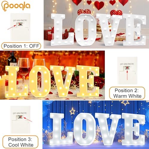 Pooqla LED Marquee Letter Lights, Warm White and Cool White Decorative Lighted Letters, Light Up Alphabet Letters for Boys Girls, Party, Wedding, Bar, Night Light, Birthday Decoration, Letter Z - Image 2
